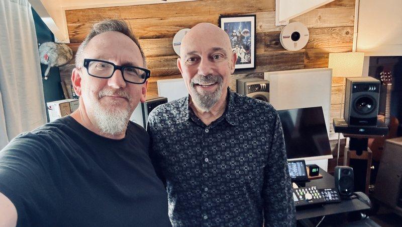 Matt Boudreau with producer Joe Chiccarelli in the control room.